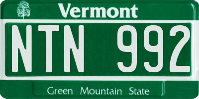 VT license plate NTN992