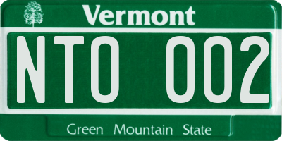 VT license plate NTO002