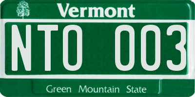VT license plate NTO003