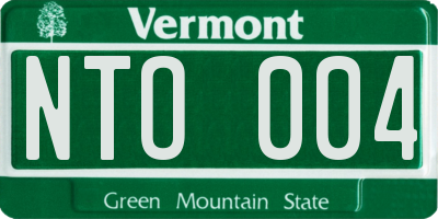 VT license plate NTO004