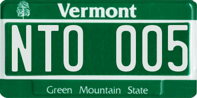 VT license plate NTO005