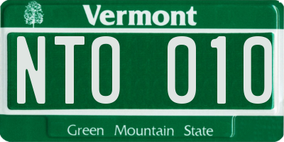VT license plate NTO010