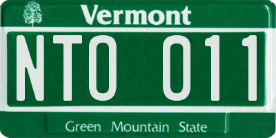 VT license plate NTO011