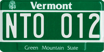 VT license plate NTO012