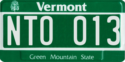 VT license plate NTO013
