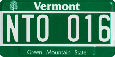 VT license plate NTO016