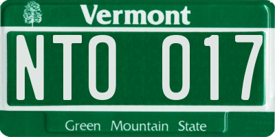 VT license plate NTO017