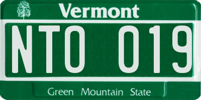 VT license plate NTO019