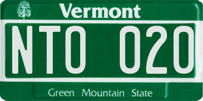 VT license plate NTO020