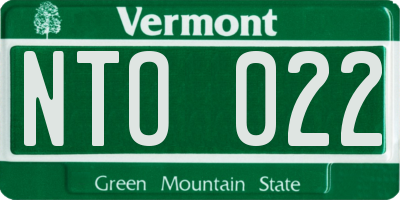 VT license plate NTO022