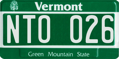 VT license plate NTO026