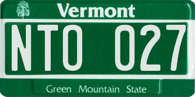 VT license plate NTO027