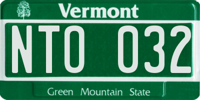 VT license plate NTO032