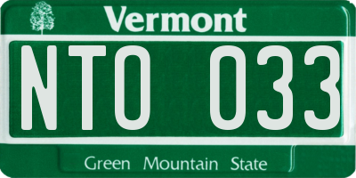 VT license plate NTO033