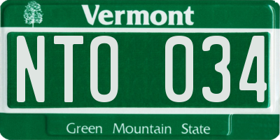 VT license plate NTO034