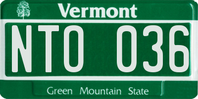 VT license plate NTO036