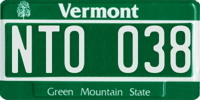VT license plate NTO038