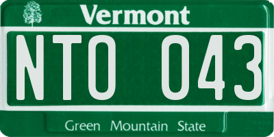 VT license plate NTO043