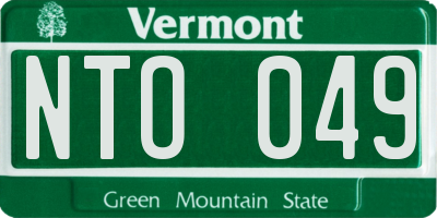 VT license plate NTO049