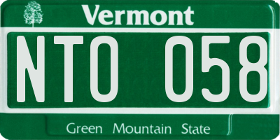 VT license plate NTO058