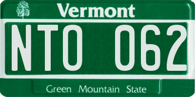 VT license plate NTO062
