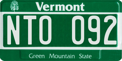 VT license plate NTO092