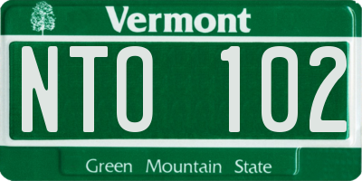 VT license plate NTO102