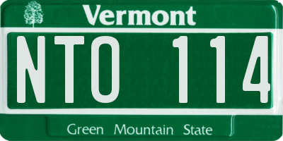 VT license plate NTO114