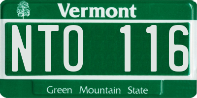 VT license plate NTO116