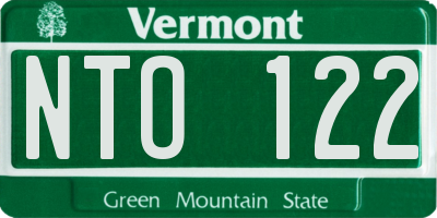 VT license plate NTO122