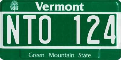 VT license plate NTO124