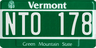 VT license plate NTO178