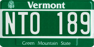 VT license plate NTO189