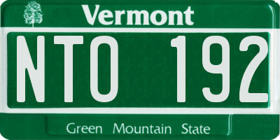 VT license plate NTO192