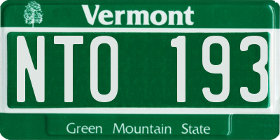 VT license plate NTO193