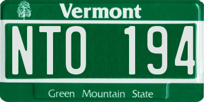 VT license plate NTO194