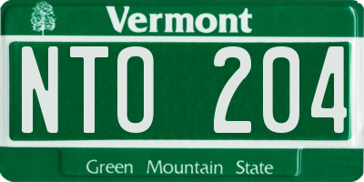 VT license plate NTO204