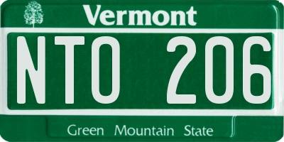 VT license plate NTO206