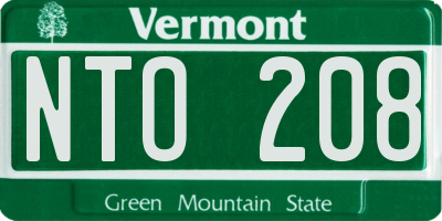 VT license plate NTO208