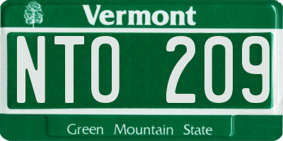 VT license plate NTO209