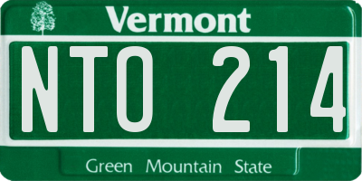 VT license plate NTO214