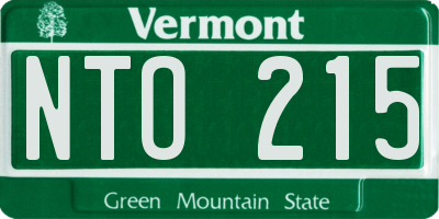 VT license plate NTO215