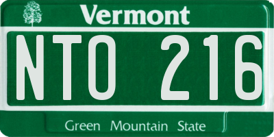 VT license plate NTO216