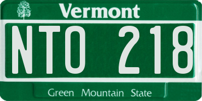VT license plate NTO218