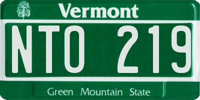 VT license plate NTO219