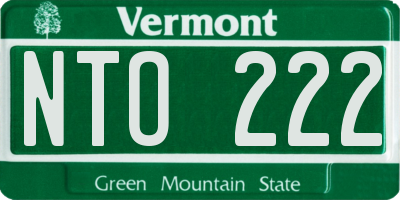 VT license plate NTO222