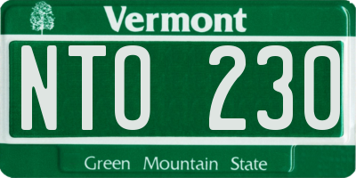 VT license plate NTO230