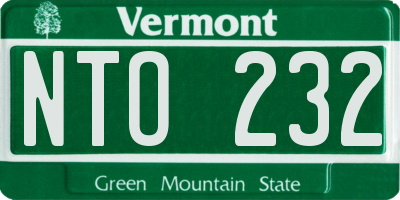 VT license plate NTO232