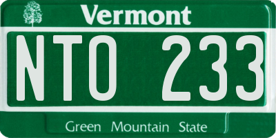 VT license plate NTO233