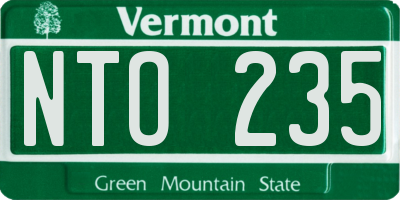 VT license plate NTO235